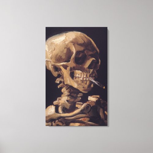 Van Goghs Skeleton with Burning Cigarette Canvas Print