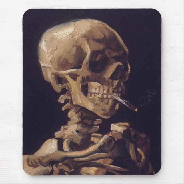 Van Gogh's Skeleton with Burning Cigarette Mouse Pad (Front)