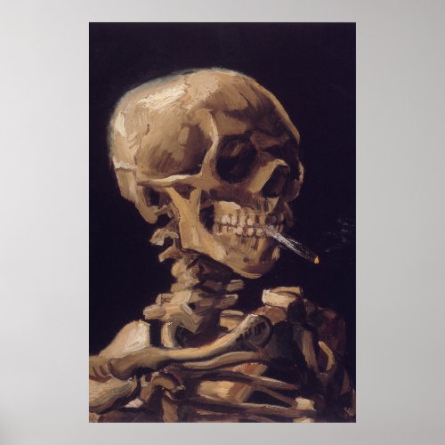 Van Goghs Skeleton with Burning Cigarette Poster
