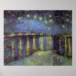 Van Gogh&#39;s Starry Blue Night Over Rhone Painting Poster