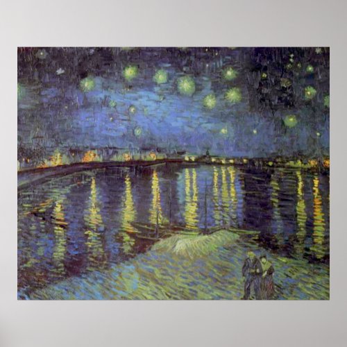 Van Goghs Starry Blue Night Over Rhone Painting Poster