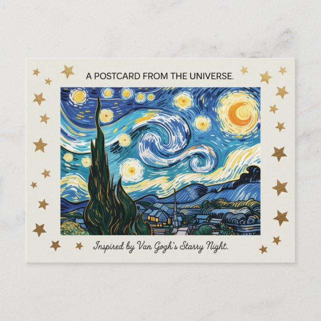 Van Gogh's Starry Night Art Inspired Postcard (Front)