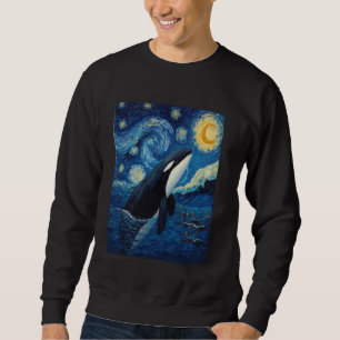 Van Gogh's Starry Night Orca Killer Whale Animal L Sweatshirt