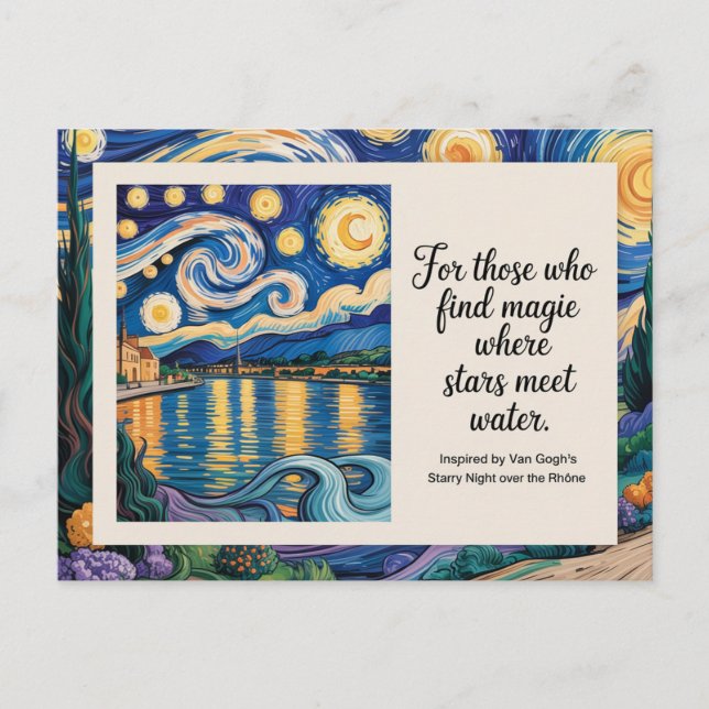 Van Gogh's Starry Night Over the Rhone Inspired Postcard (Front)