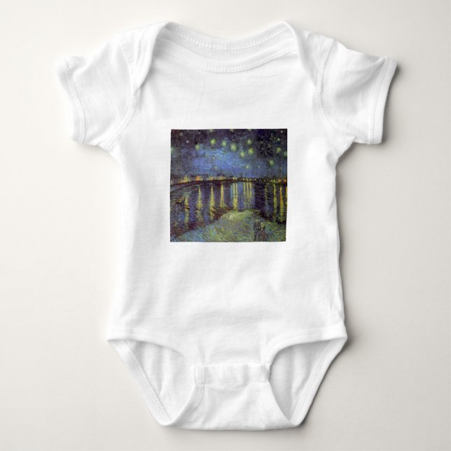 Van Gogh's Starry Night Painting Baby Bodysuit (Front)