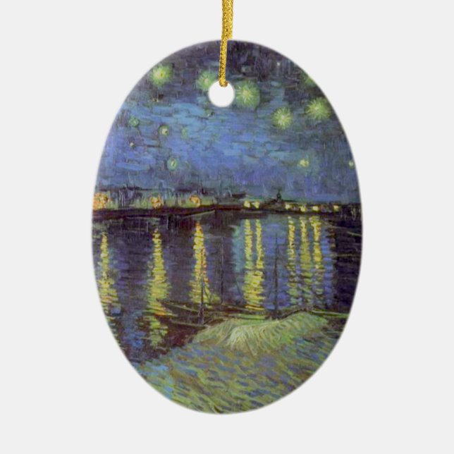 Van Gogh's Starry Night Painting Ceramic Ornament (Front)