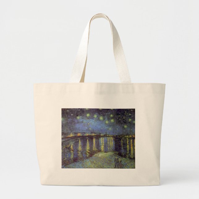 Van Gogh's Starry Night Painting Large Tote Bag (Front)