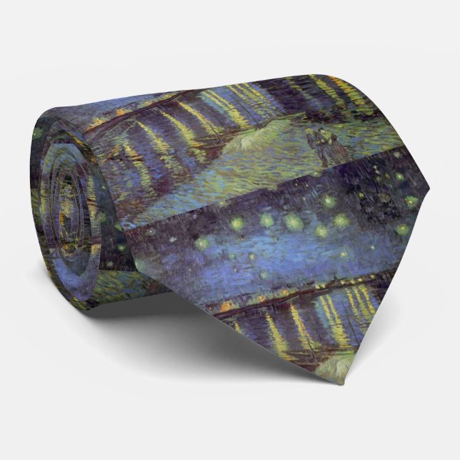 Van Gogh's Starry Night Painting Neck Tie (Rolled)