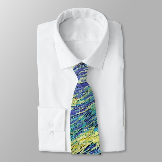 Van Gogh's Starry Night Painting Neck Tie (Tied)