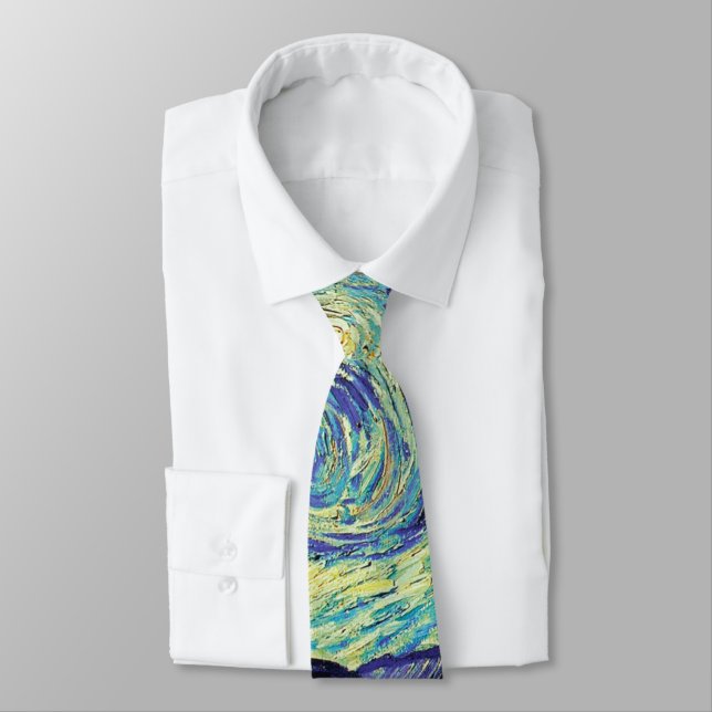 Van Gogh's Starry Night Painting Neck Tie (Tied)