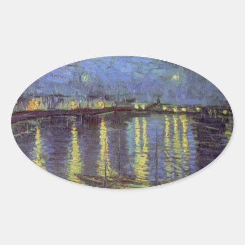 Van Goghs Starry Night Painting Oval Sticker