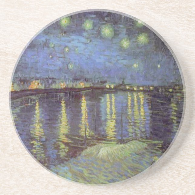 Van Gogh's Starry Night Painting Sandstone Coaster (Front)