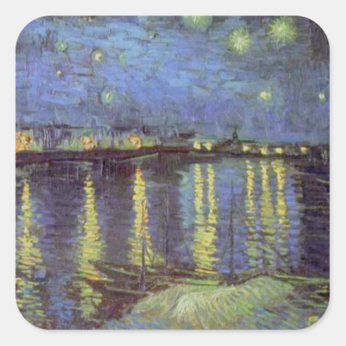 Van Goghs Starry Night Painting Square Sticker
