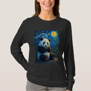 Van Gogh's Starry Night Panda Bamboo Bear Animal L T-Shirt