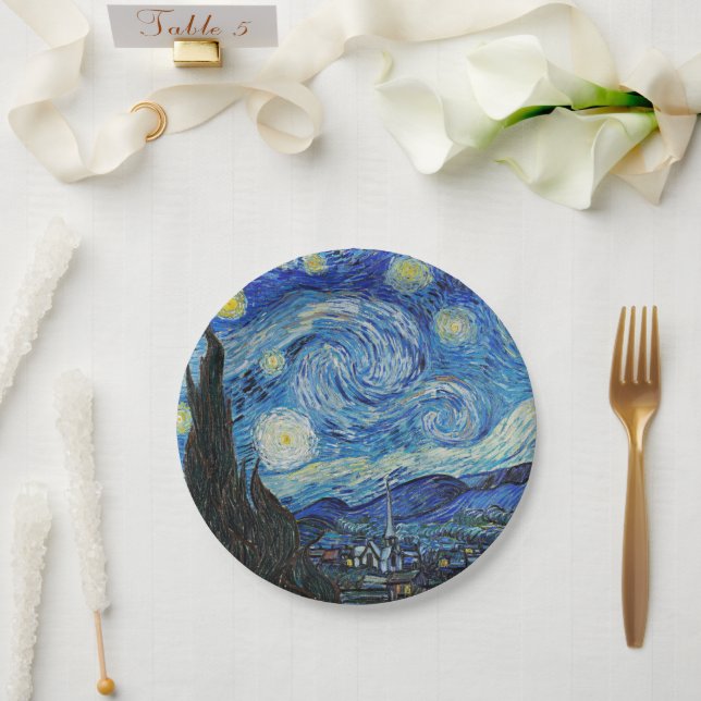 Van Gogh's Starry Night Paper Plates (Wedding)