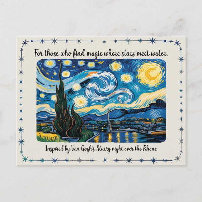 Van Gogh's Starry Night Rhone Art Inspired Postcard (Front)