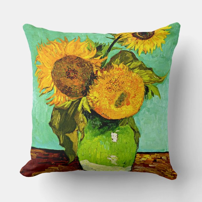 Van Gogh's Sunflowers (3) Throw Pillow (Front)