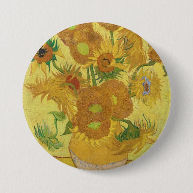 Van Gogh's Sunflowers Button (Front)