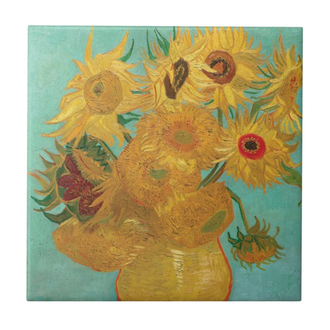 Van Gogh's Sunflowers Ceramic Tile (Front)
