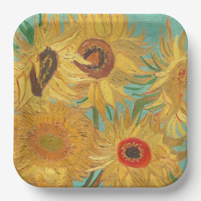 Van Gogh's Sunflowers  Paper Plates (Front)