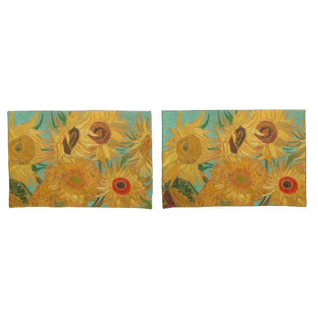 Van Gogh's Sunflowers Pillow Case (Front-Set)