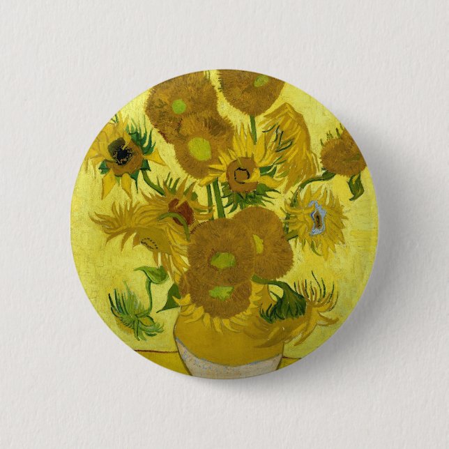 Van Gogh's Sunflowers Pinback Button (Front)