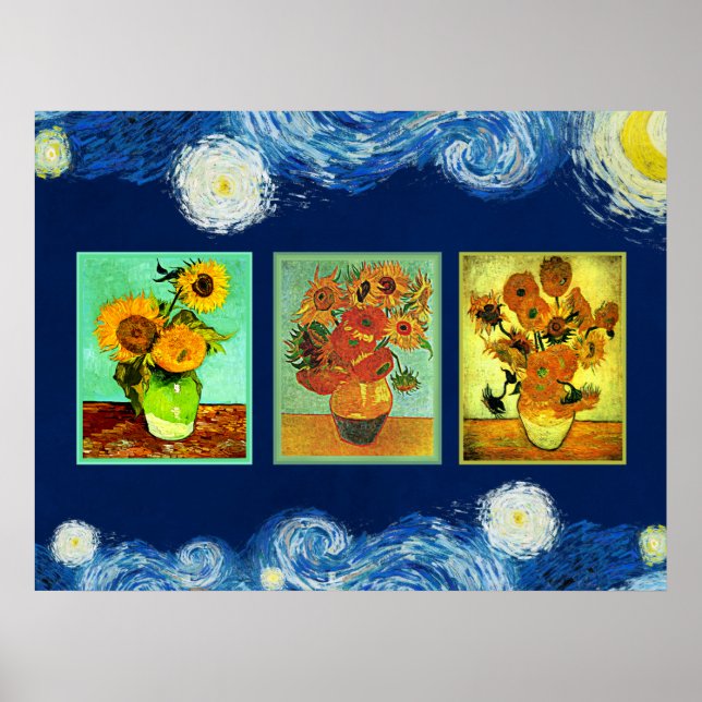 Van Gogh's Sunflowers Series Poster (Front)