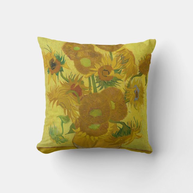 Van Gogh's Sunflowers Throw Pillow (Front)