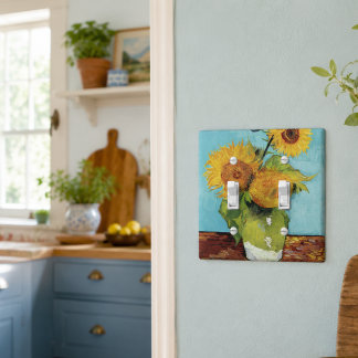 Van Gogh's Sunflowers Vase Blue Yellow Floral Light Switch Cover