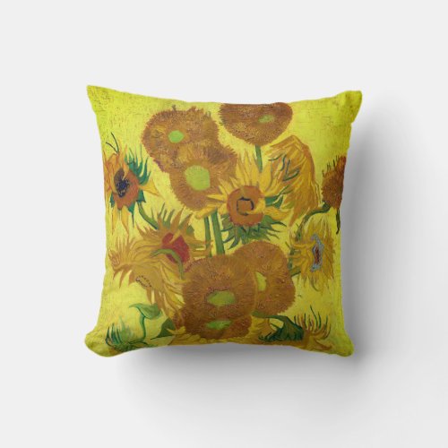 Van Goghs Sunflowers Vintage Fine Art Throw Pillow