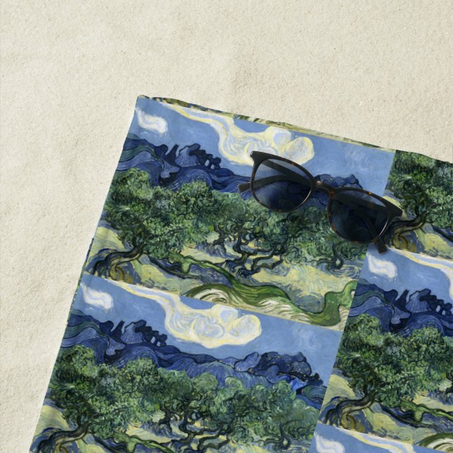 Van Gogh's The Olive Trees Landscape Painting Beach Towel (In Situ)