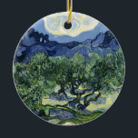 Van Gogh's The Olive Trees Landscape Painting Ceramic Ornament<br><div class="desc">Van Gogh’s Olive Trees (1889) is a vibrant post-Impressionist work created during his stay at the Saint-Paul-de-Mausole asylum in Saint-Rémy-de-Provence. The painting depicts a grove of olive trees with gnarled, twisting trunks and silvery-green leaves, rendered in bold, swirling brushstrokes and contrasting hues of blue, green, and yellow. The composition is...</div>