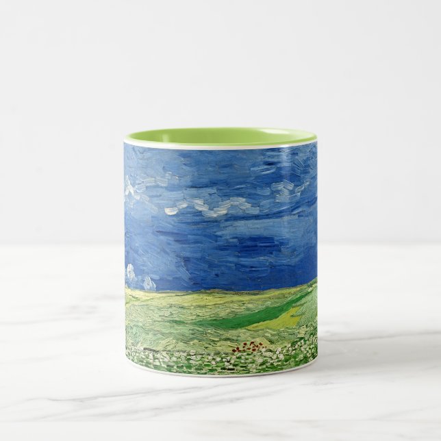 Van Gogh's Wheatfield under Thunderclouds Two-Tone Coffee Mug (Center)