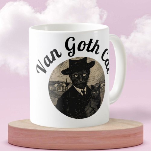 Van Goth Cat Starry Night Gothic style Coffee Mug