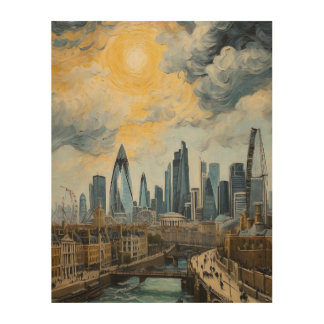 van gough painting of london skyline wood wall art