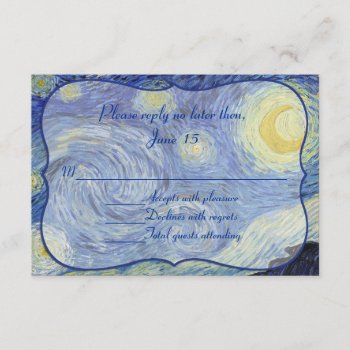 Van Gough Starry Night Wedding Response Card by Myweddingday at Zazzle
