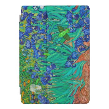 Van Gough's Blue Irises With My Hummingbirds Added Ipad Pro Cover by CardArtFromTheHeart at Zazzle