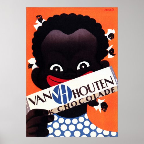 Van Houten Chocolates Food Drinks Vintage Art Deco Poster