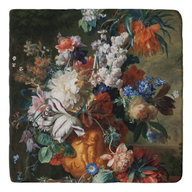 Van Huysum’s Bouquet of Flowers stone trivets (Front)