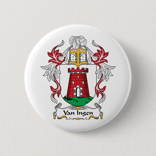 Van Ingen Family Crest Pinback Button (Front)