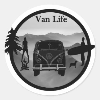 Van Life adventures Classic Round Sticker