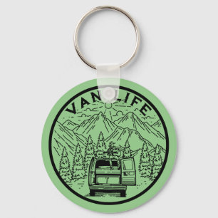 Van Life Camping In The Mountains Playing Guitar   Keychain