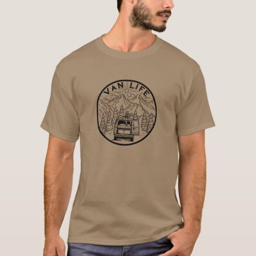 Van Life Camping In The Mountains Playing Guitar T T_Shirt