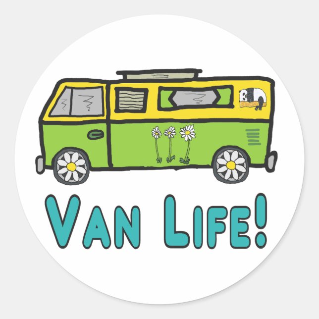 Van Life Classic Round Sticker (Front)