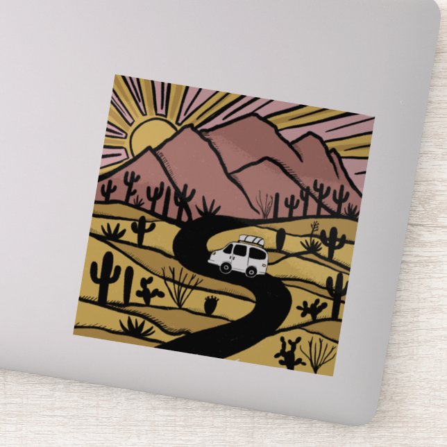 VAN LIFE Desert Mountain Explore Sunrise Sticker (Detail)