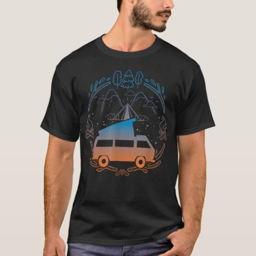 Van Life Design _ Vanagon Van Bus Dipper Campfire  T_Shirt