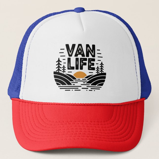 Van Life Retro Sunset Outdoor Nature Sunset Cap (Front)