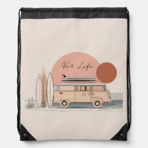 Van Life Surf Van – Retro Beach Camper Aesthetic Drawstring Bag