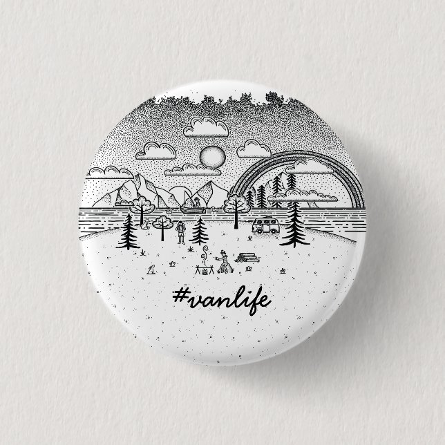 Van Life #vanlife fun summer outdoor adventure Button (Front)