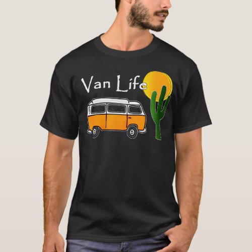 Van Life _ Vintage Bus Camper Van in Desert  T_Shirt